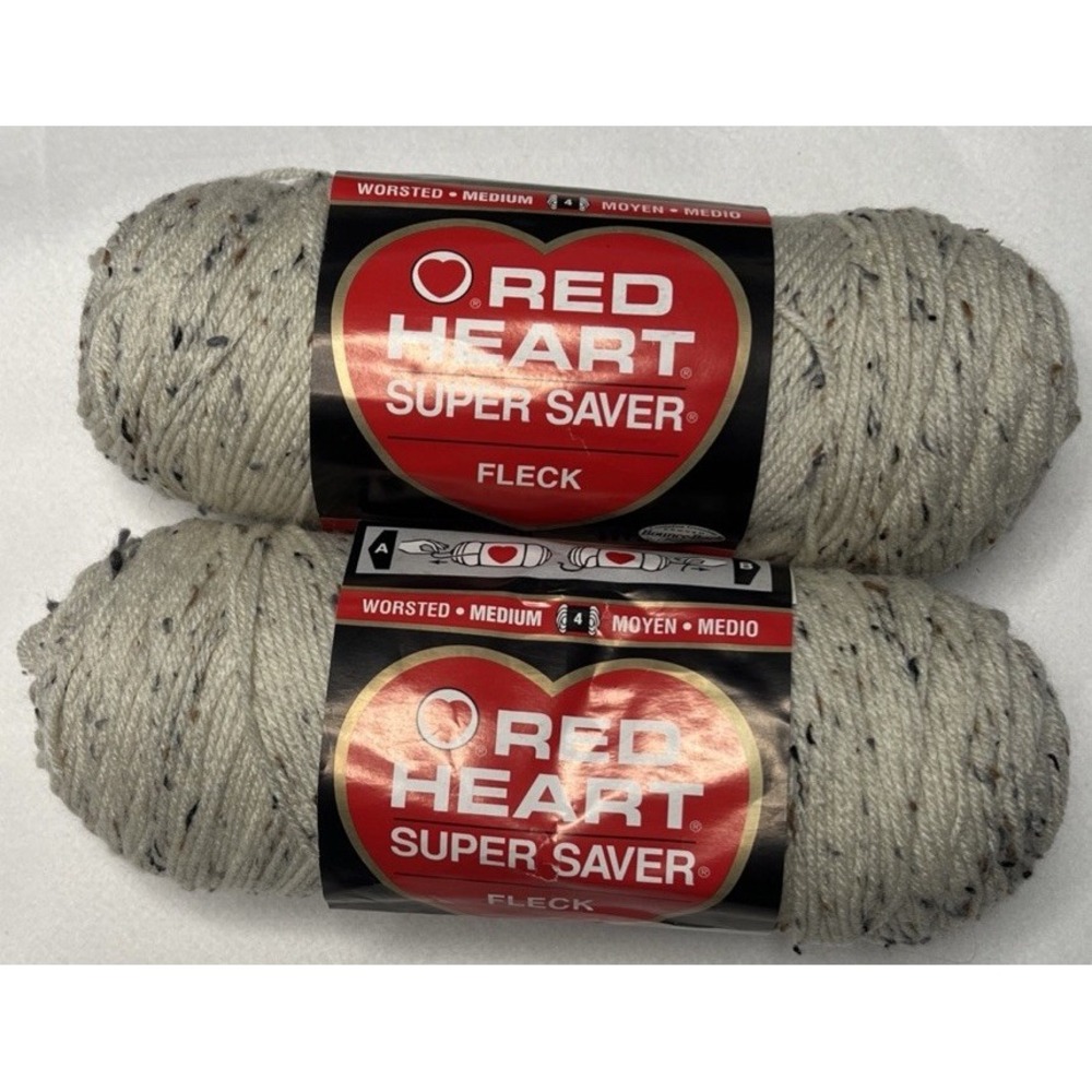 Red Heart Super Saver Fleck Yarn Aran 4313 Worsted 4 Ply 6oz Dye Lot 7362 Lot 2